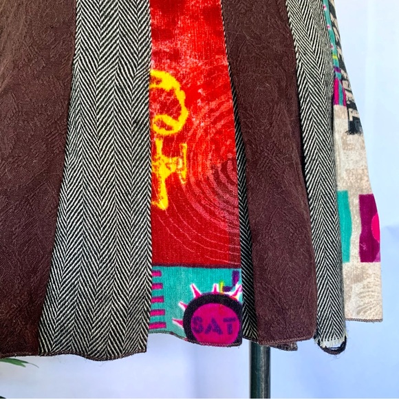 p l e a t :: Unique Bold Multimedia Pleated Mini Skirt Tweed Velvet - Picture 11 of 15